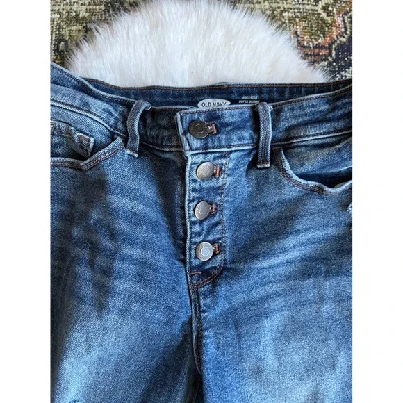 Old Navy Rockstar Super Skinny High Rise Distressed Button Fly Jeans Women Sz 4 - Picture 5 of 6